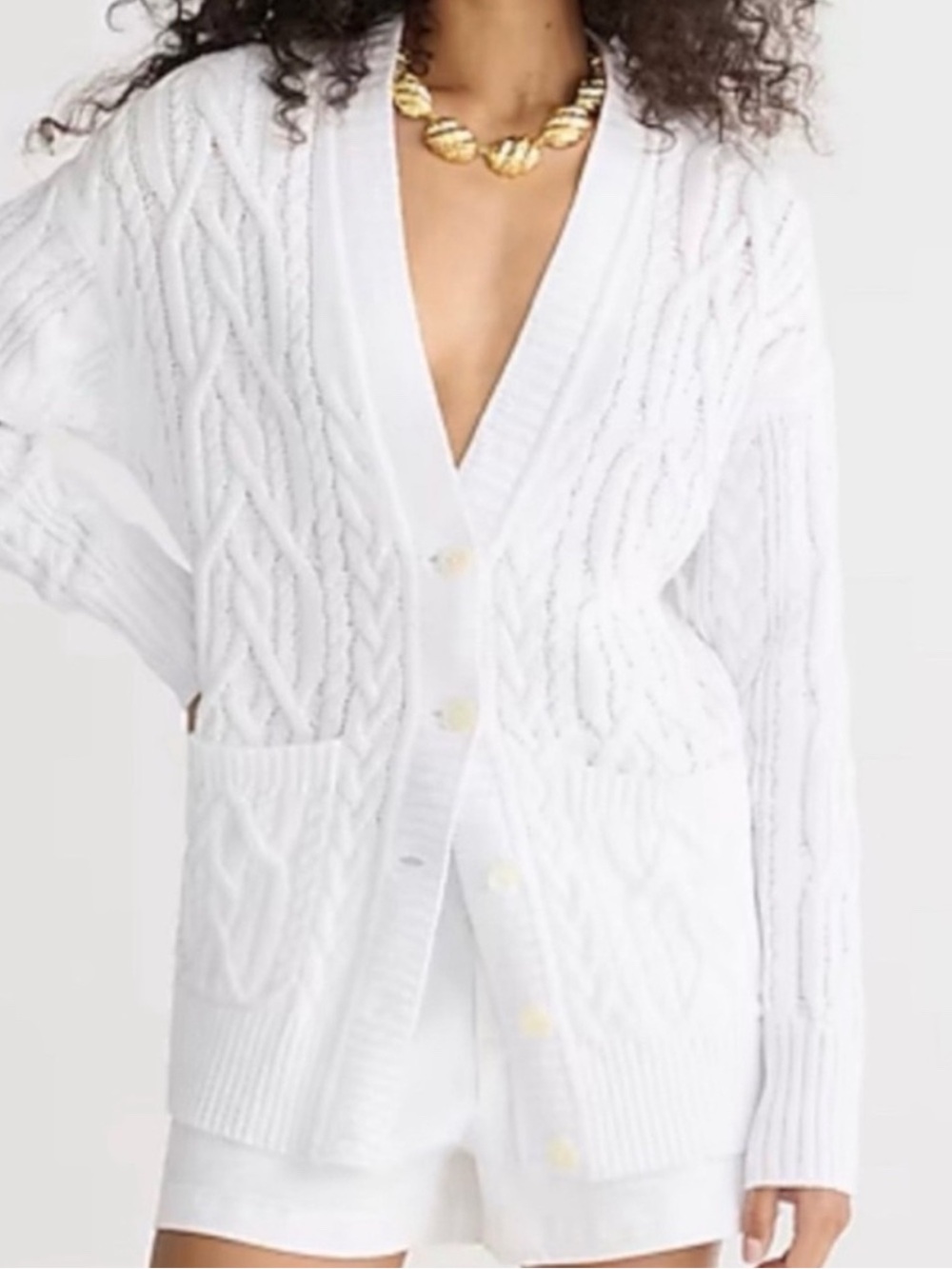 J. Crew Cable-Knit Cardigan Sweater in Crisp White Size Small SOLD OUT ONLINE